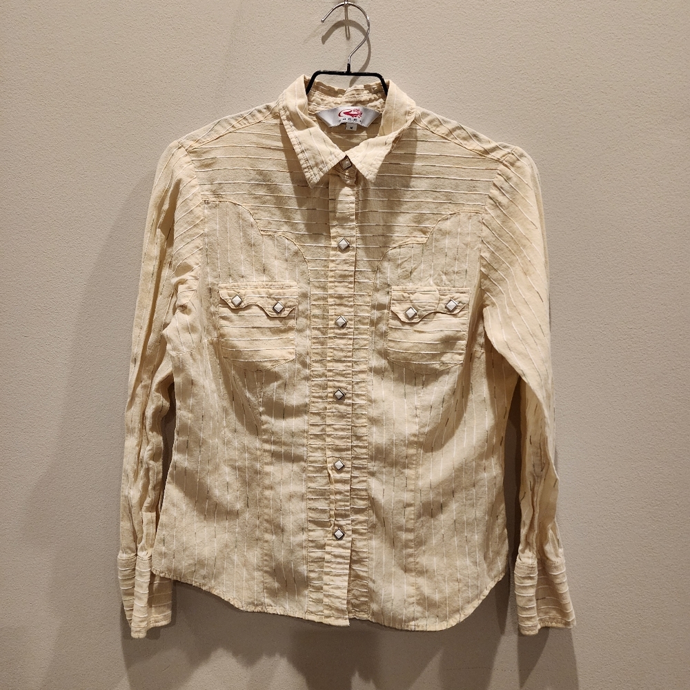 🇮🇳Vintage Roper Cowgirl Snap Buttons 100% Cotton faux ivory buttons Sz M